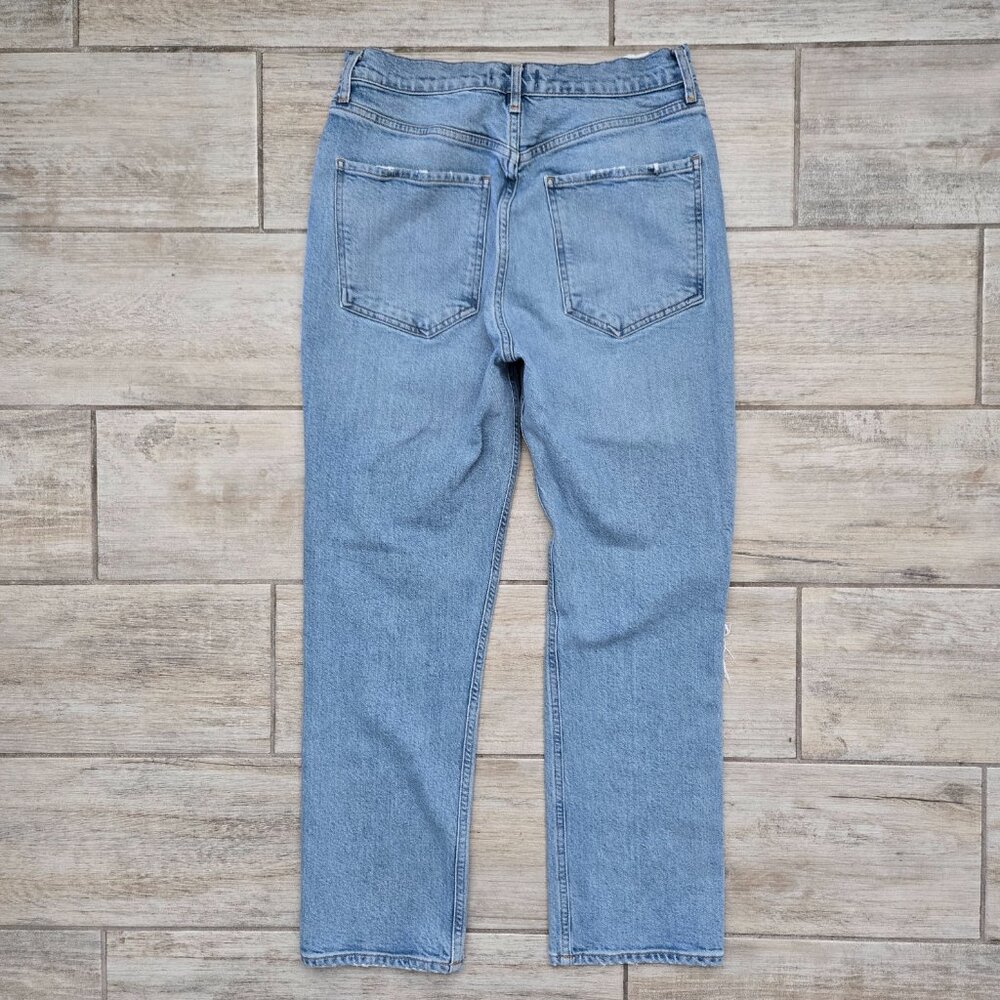 Agolde Riley High Rise Straight Crop Distressed Knee Jeans 29 - Picture 2 of 8